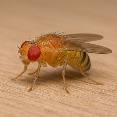 fruit fly on a wood surface
