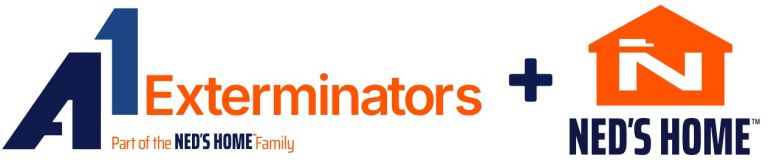 A1 Exterminators logo alongside the Ned’s Home logo, showing both brands together.
