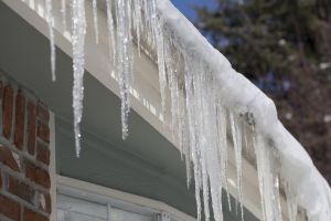 Icicles hanging from the roof