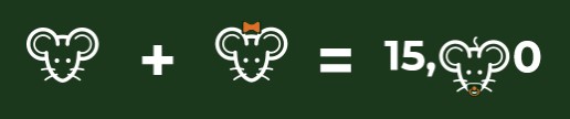Mouse icon equation showing two adult mice creating a baby mouse with a pacifier.